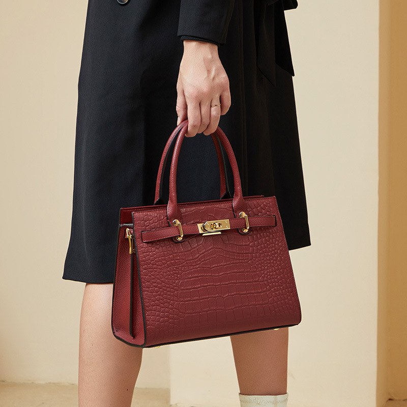 Product image 3 of Croc Embossed Leather Top Handle Handbag for wholesale handbag buyers