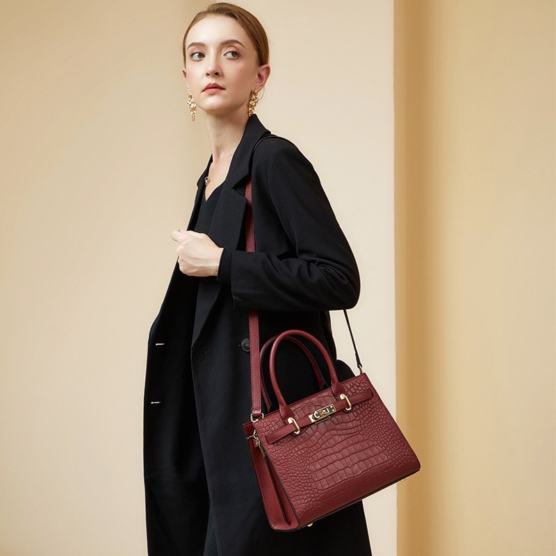 Product image 4 of Croc Embossed Leather Top Handle Handbag for wholesale handbag buyers