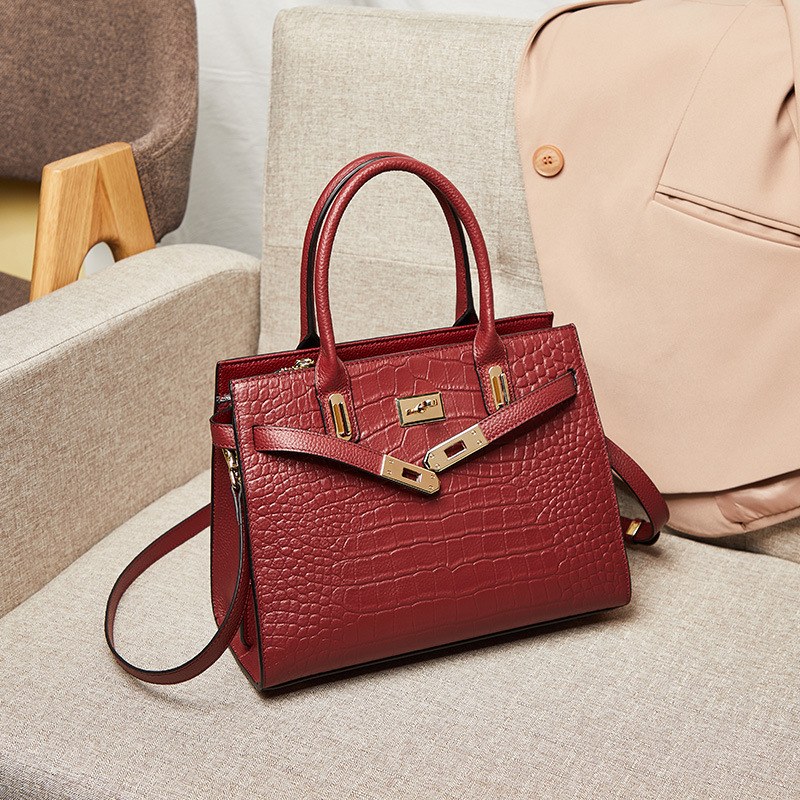 Croc Embossed Leather Top Handle Handbag product image for B2B handbag collection