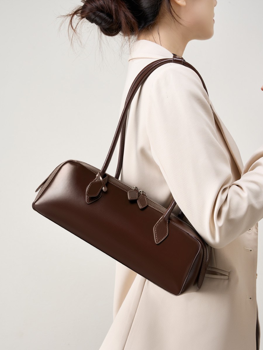 Long Leather Baguette Shoulder Bag product image for B2B handbag collection