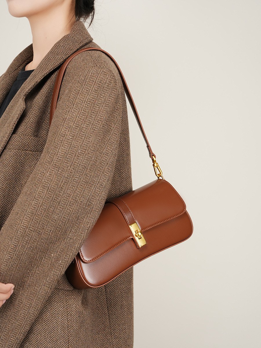 Product image 2 of Minimal Leather Flap Baguette Shoulder Bag for wholesale handbag buyers