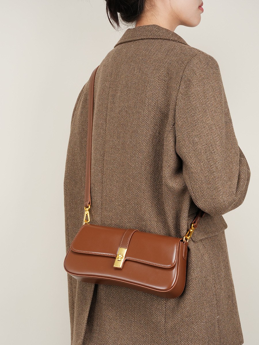 Product image 3 of Minimal Leather Flap Baguette Shoulder Bag for wholesale handbag buyers