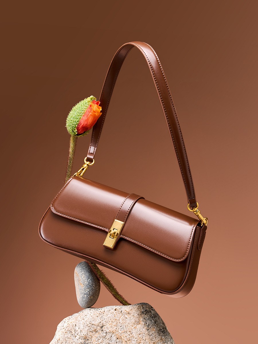 Product image 4 of Minimal Leather Flap Baguette Shoulder Bag for wholesale handbag buyers