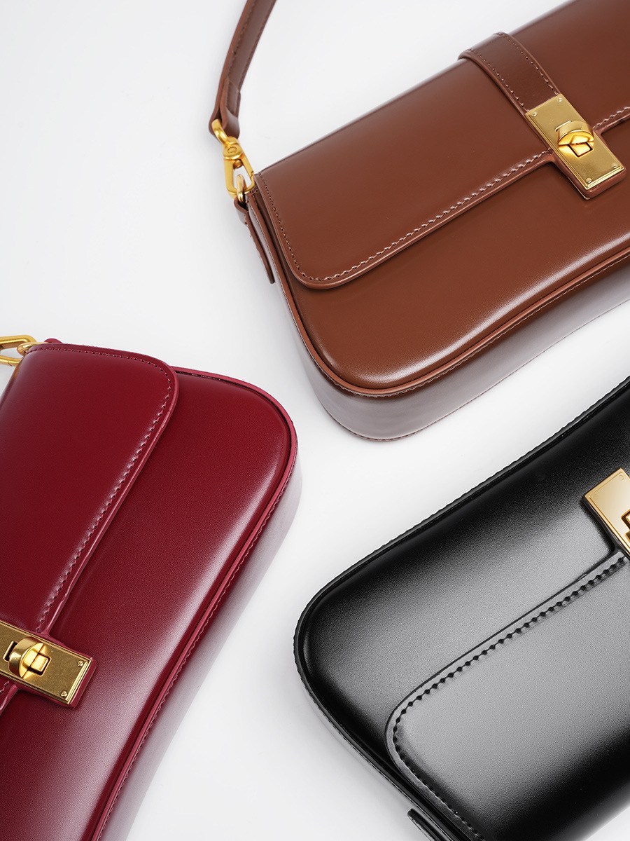 Product image 5 of Minimal Leather Flap Baguette Shoulder Bag for wholesale handbag buyers