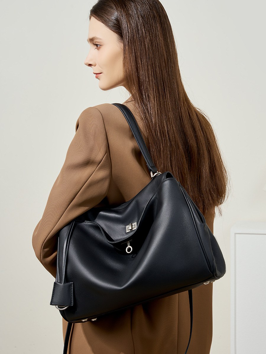 Product image 2 of Soft Calf Leather Lock Shoulder Tote Bag for wholesale handbag buyers
