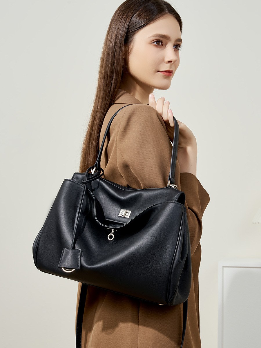 Product image 3 of Soft Calf Leather Lock Shoulder Tote Bag for wholesale handbag buyers