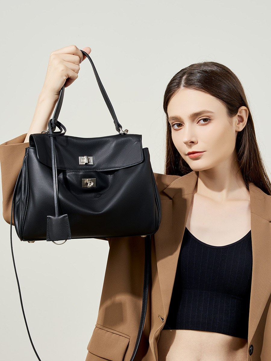 Product image 4 of Soft Calf Leather Lock Shoulder Tote Bag for wholesale handbag buyers
