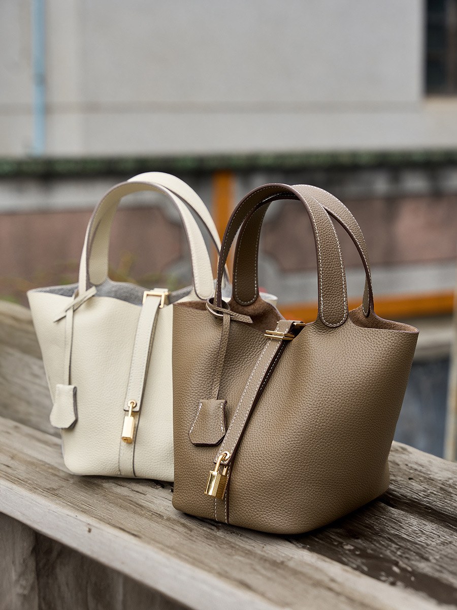 Product image 5 of Structured Leather Bucket Basket Handbag for wholesale handbag buyers