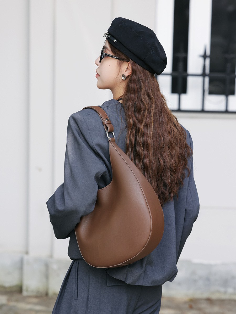 Product image 3 of Crescent Leather Hobo Shoulder Bag for wholesale handbag buyers