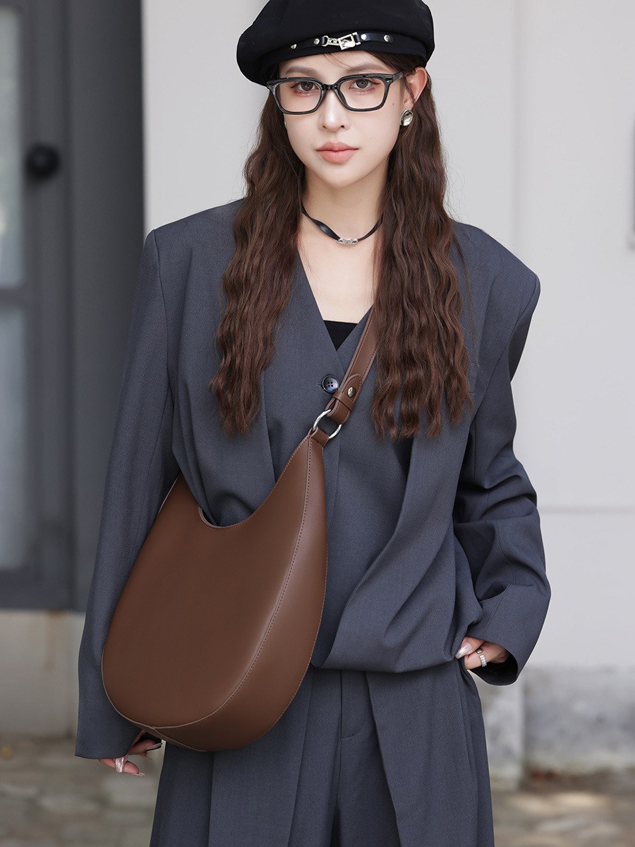 Product image 4 of Crescent Leather Hobo Shoulder Bag for wholesale handbag buyers