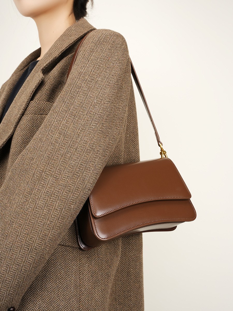 Product image 3 of Glossy Leather Baguette Shoulder Bag for wholesale handbag buyers