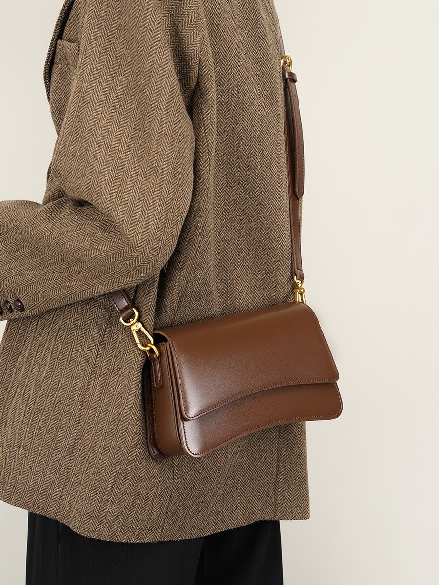 Glossy Leather Baguette Shoulder Bag product image for B2B handbag collection