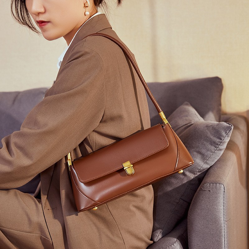 Slim Leather Baguette Shoulder Bag product image for B2B handbag collection