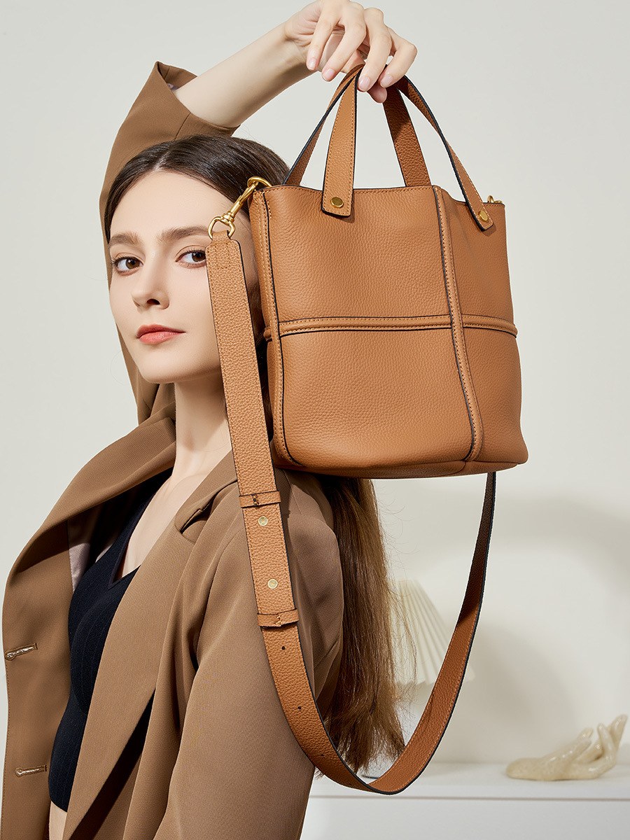 Product image 2 of Top-Grain Leather Bucket Tote Bag for wholesale handbag buyers