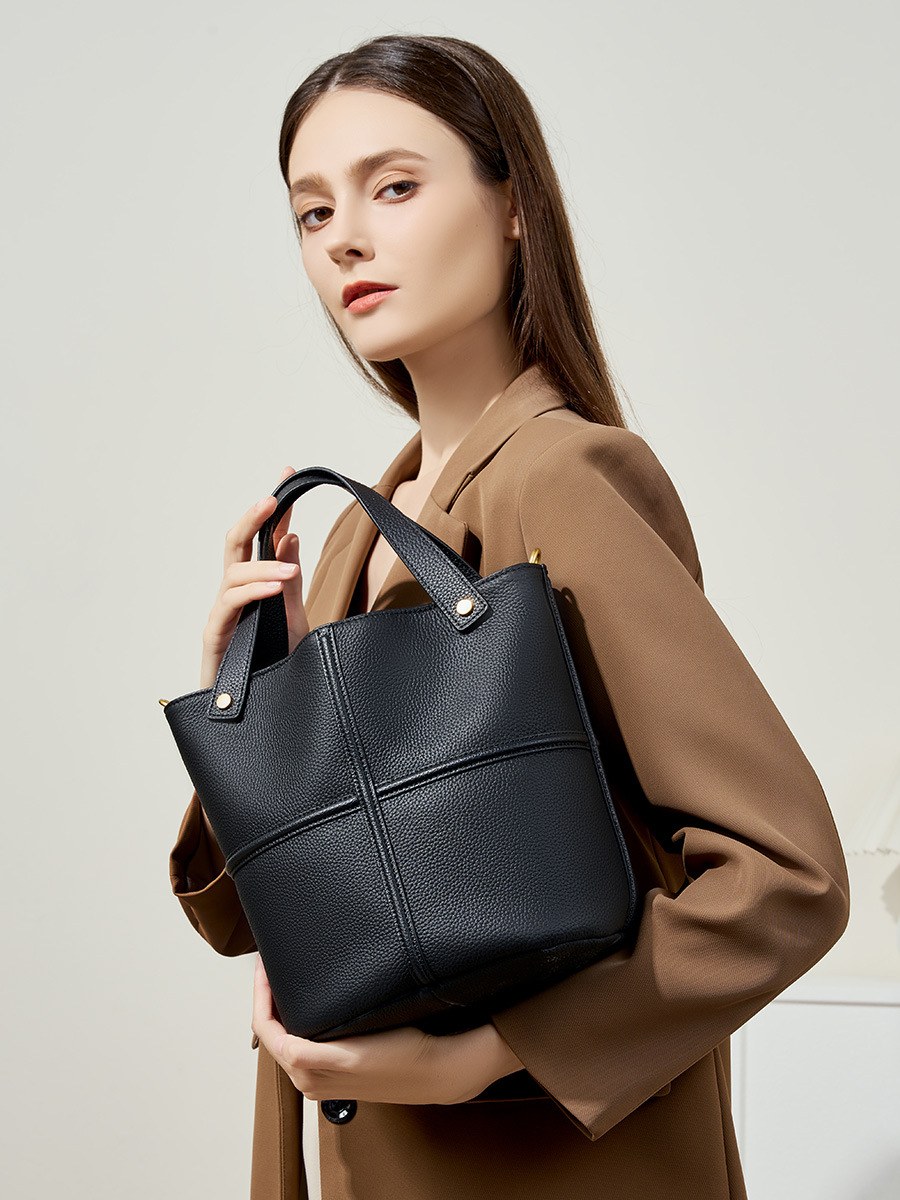 Product image 4 of Top-Grain Leather Bucket Tote Bag for wholesale handbag buyers