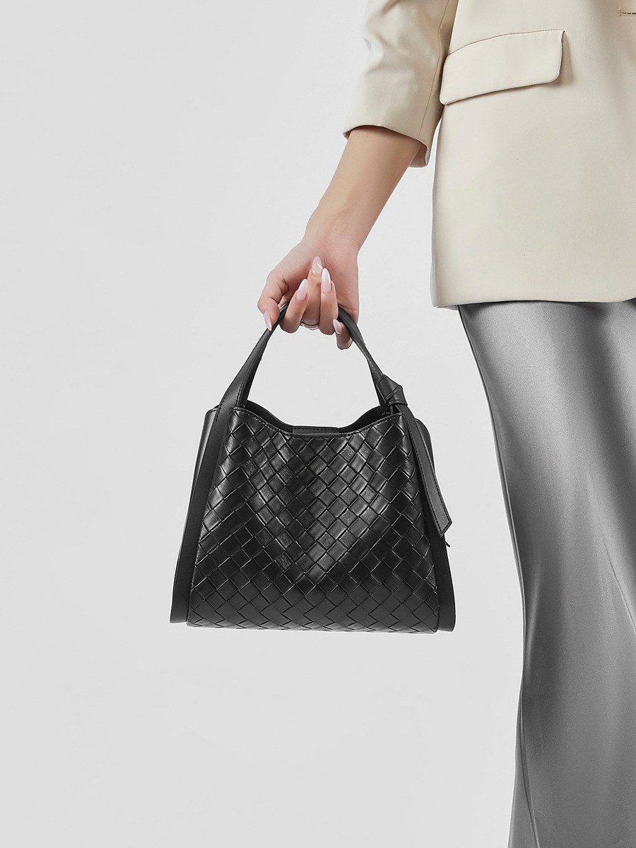 Product image 3 of Woven Embossed Leather Basket Shoulder Bag for wholesale handbag buyers