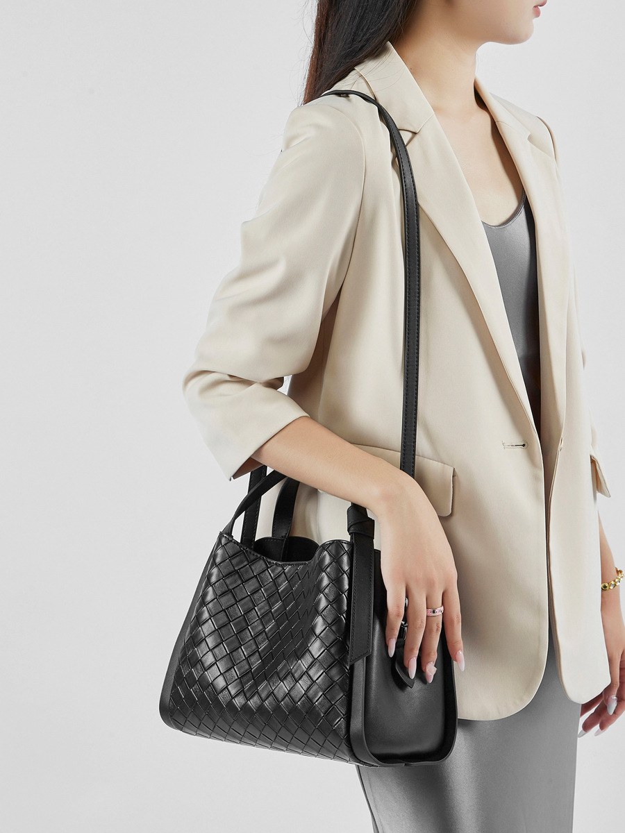 Product image 4 of Woven Embossed Leather Basket Shoulder Bag for wholesale handbag buyers