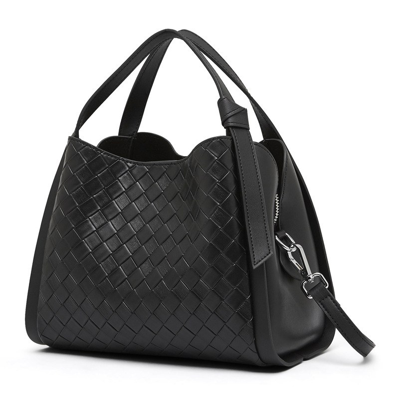 Woven Embossed Leather Basket Shoulder Bag product image for B2B handbag collection