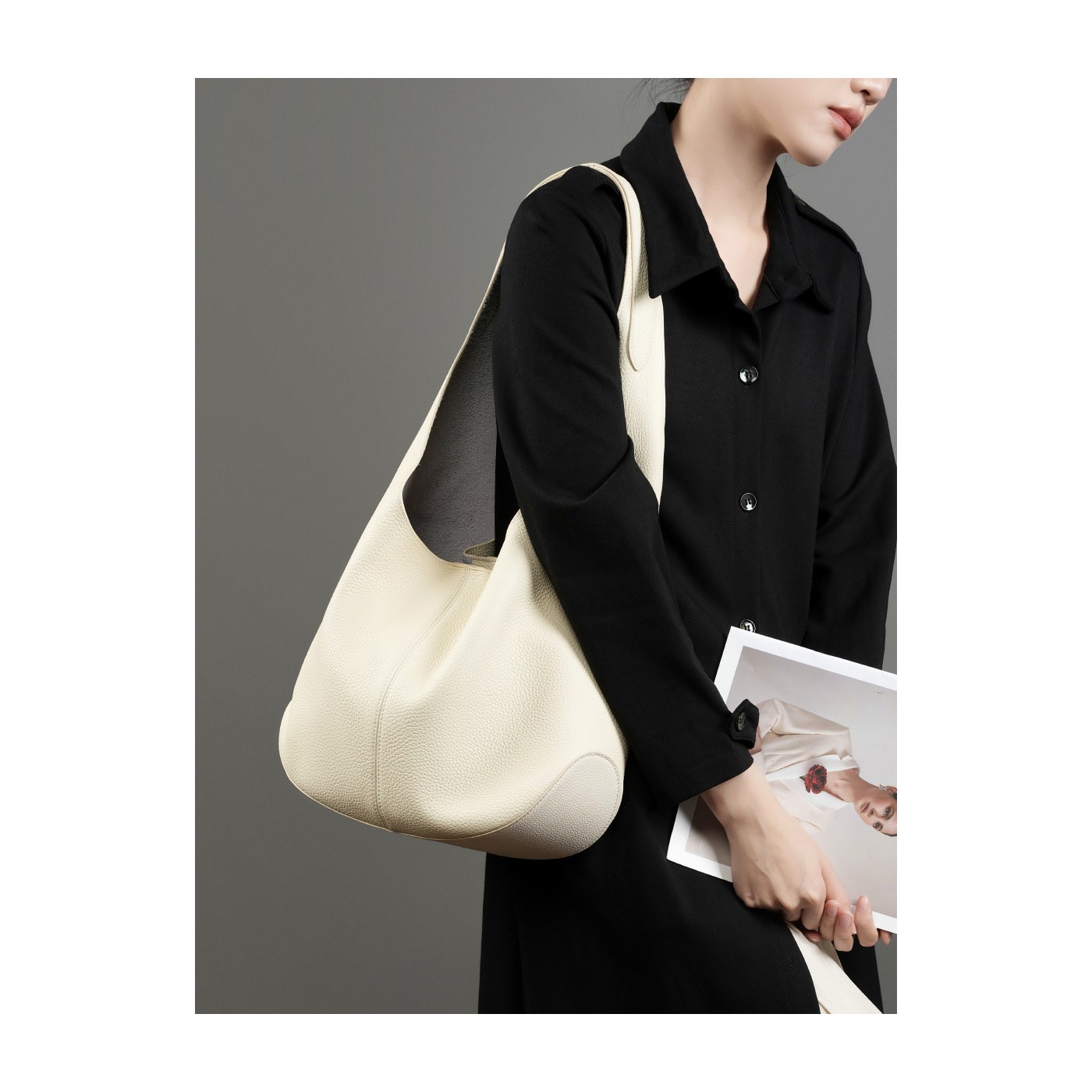 Product image 6 of Minimal Soft Leather Hobo Tote Bag for wholesale handbag buyers