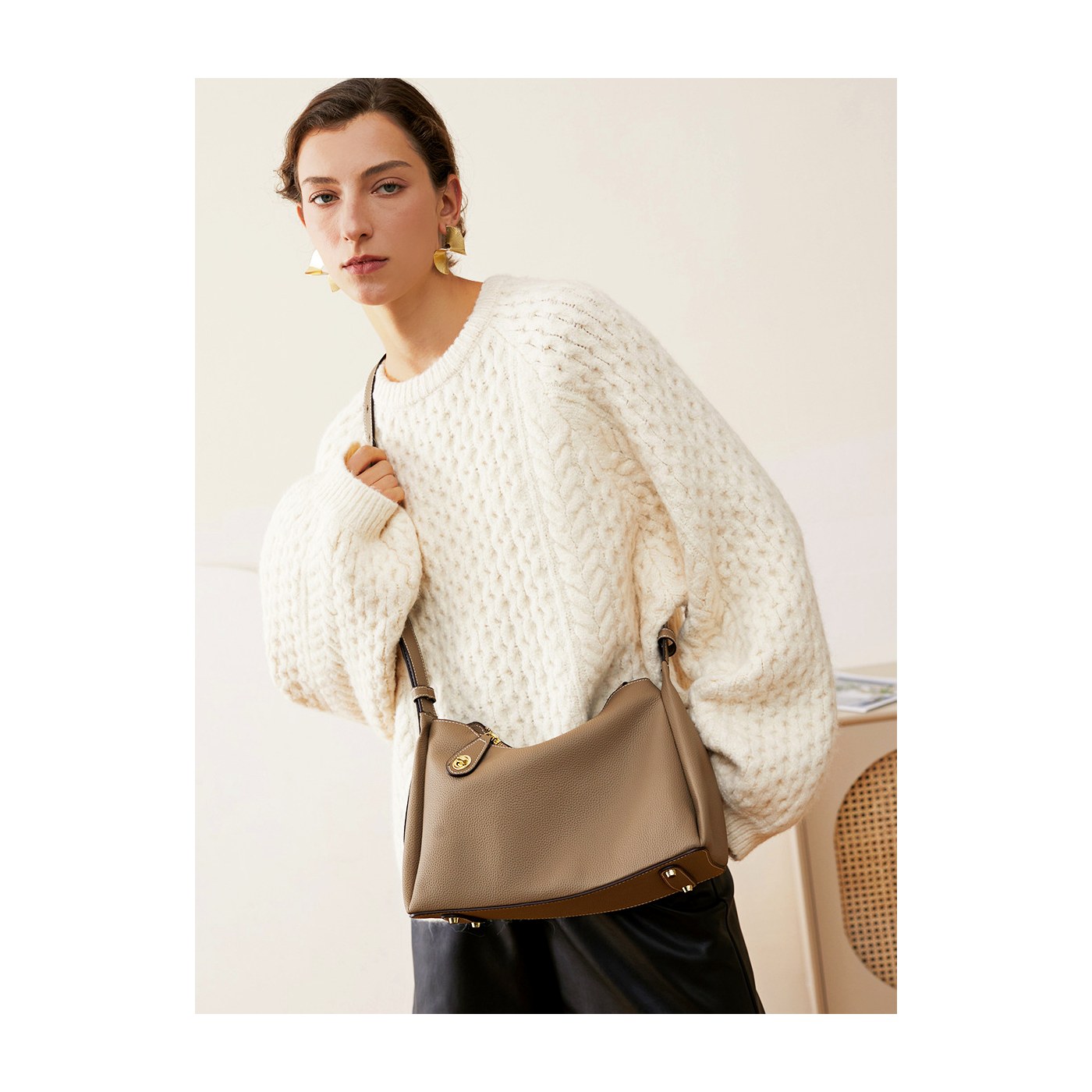 Product image 3 of Soft Leather Saddle Shoulder Bag for wholesale handbag buyers
