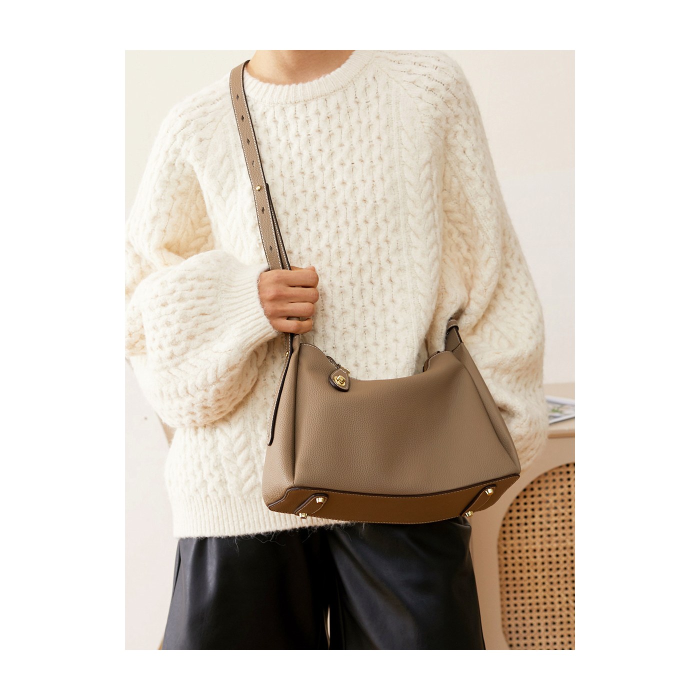Product image 4 of Soft Leather Saddle Shoulder Bag for wholesale handbag buyers