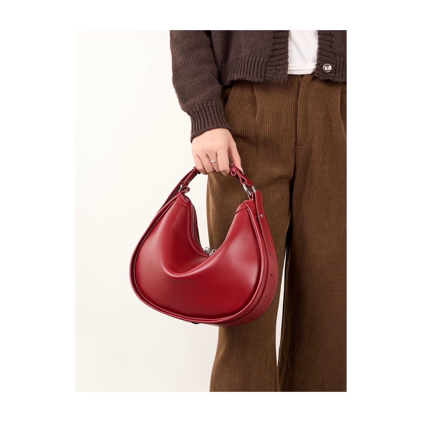 Product image 2 of Structured Leather Crescent Shoulder Bag for wholesale handbag buyers