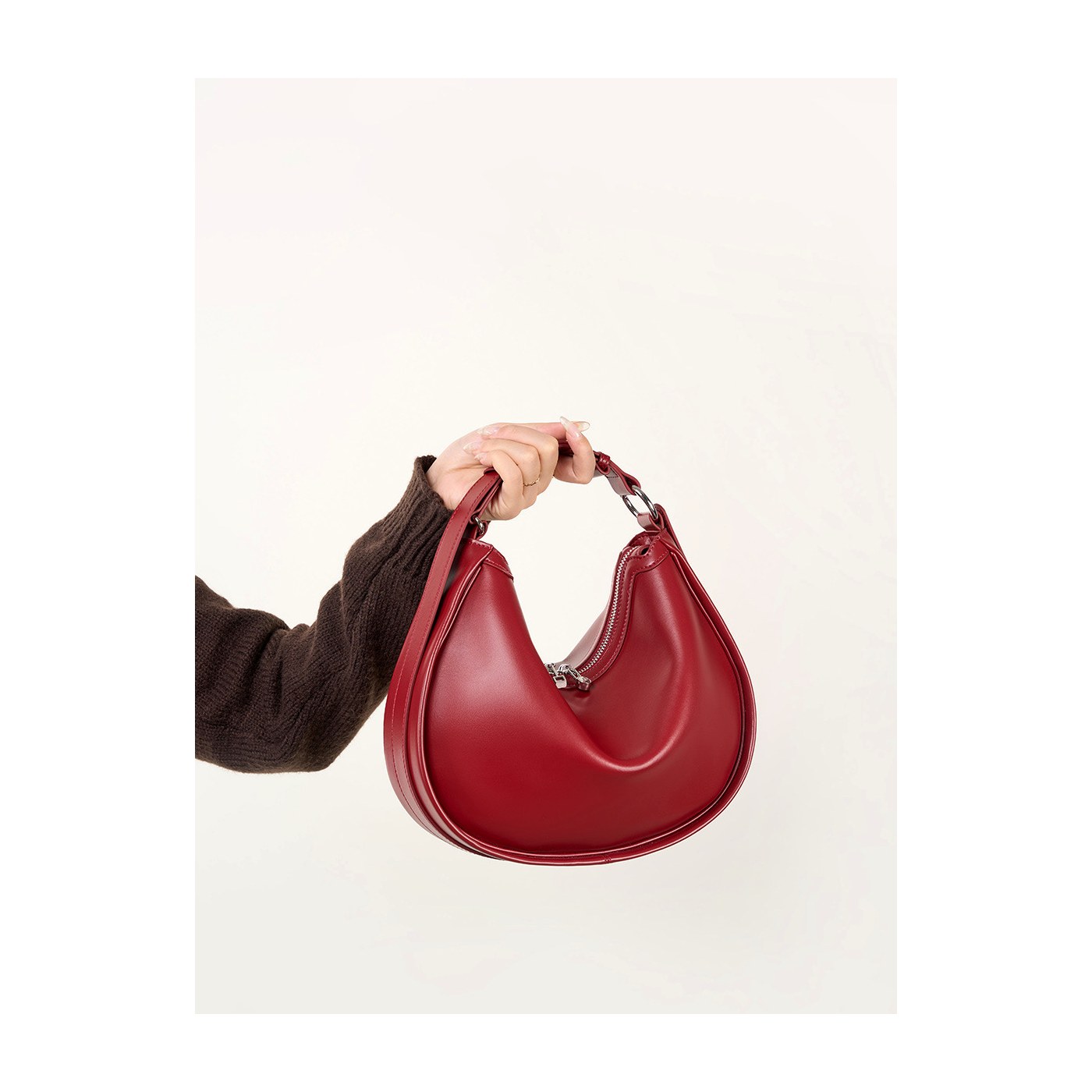 Product image 3 of Structured Leather Crescent Shoulder Bag for wholesale handbag buyers