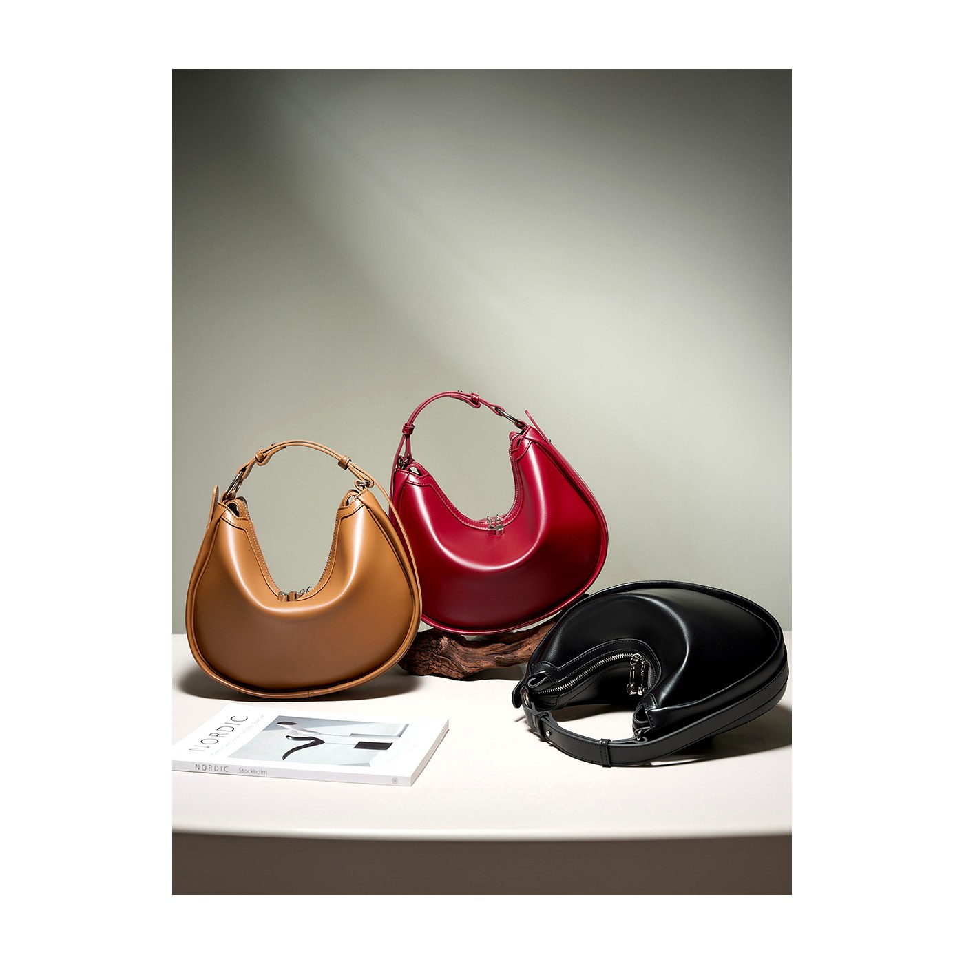 Product image 5 of Structured Leather Crescent Shoulder Bag for wholesale handbag buyers