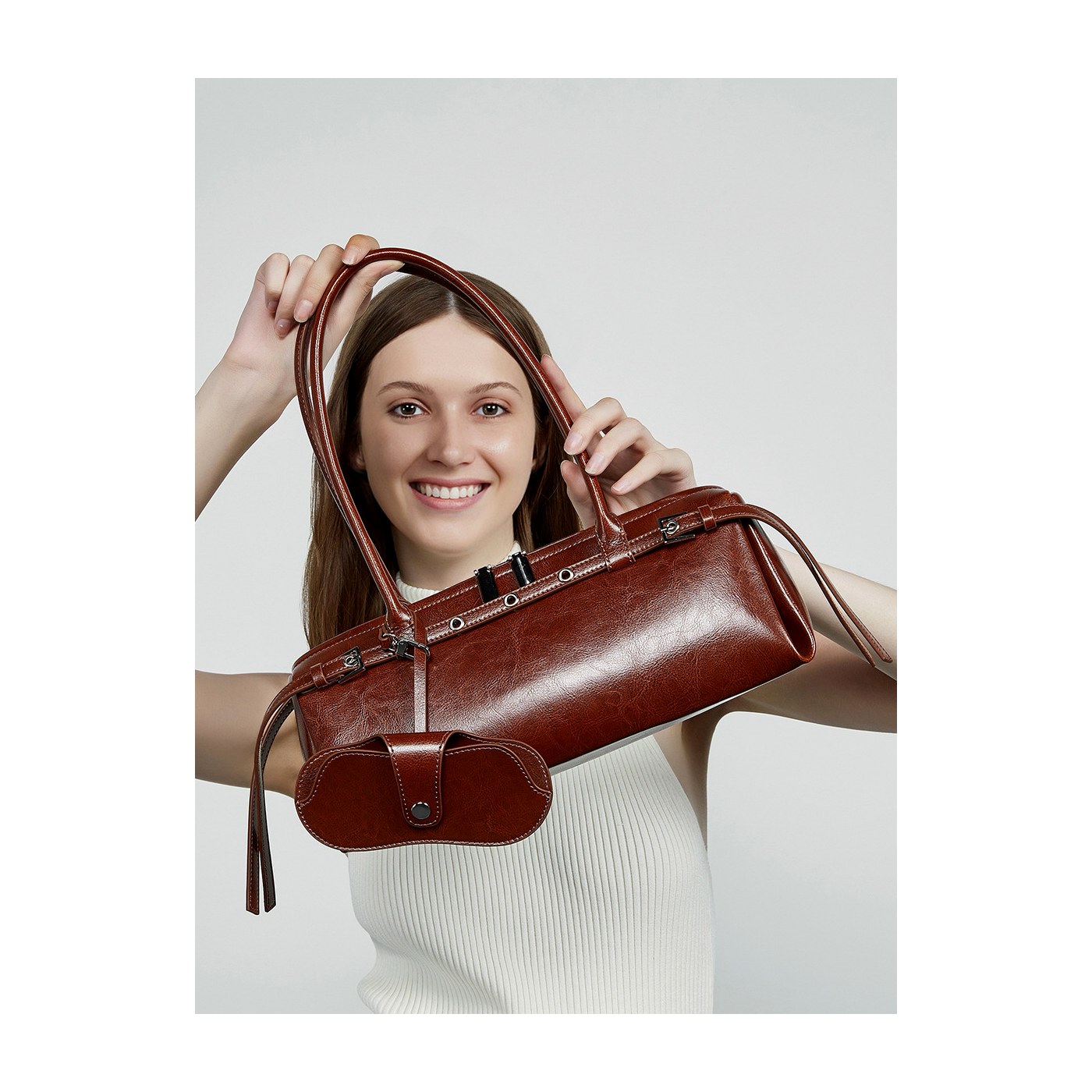 Product image 2 of Vintage Leather Belted Baguette Bag for wholesale handbag buyers