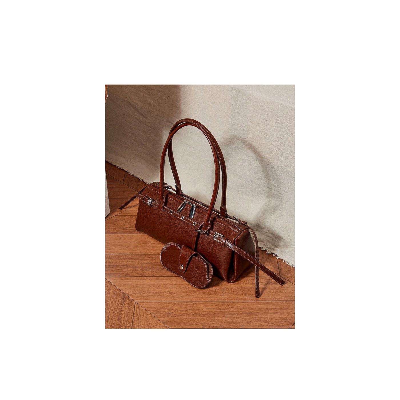 Product image 9 of Vintage Leather Belted Baguette Bag for wholesale handbag buyers