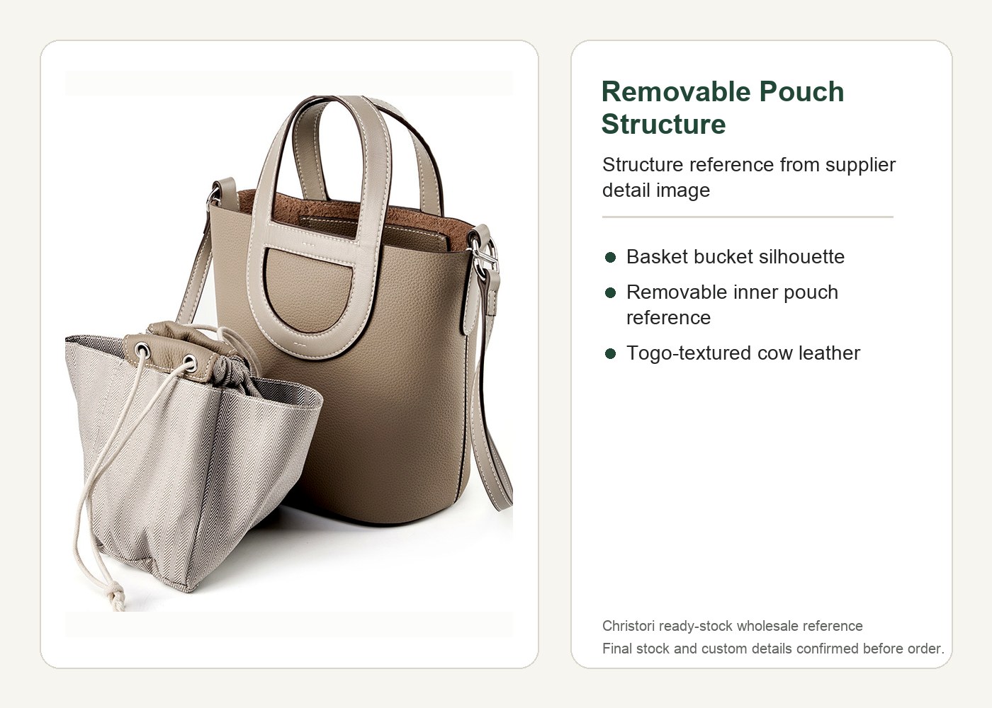 Product image 9 of Togo Leather Basket Bucket Bag for wholesale handbag buyers