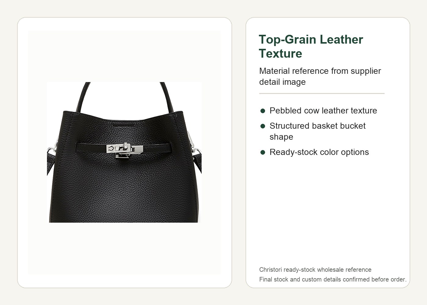 Product image 9 of Top Grain Leather Basket Bucket Bag for wholesale handbag buyers