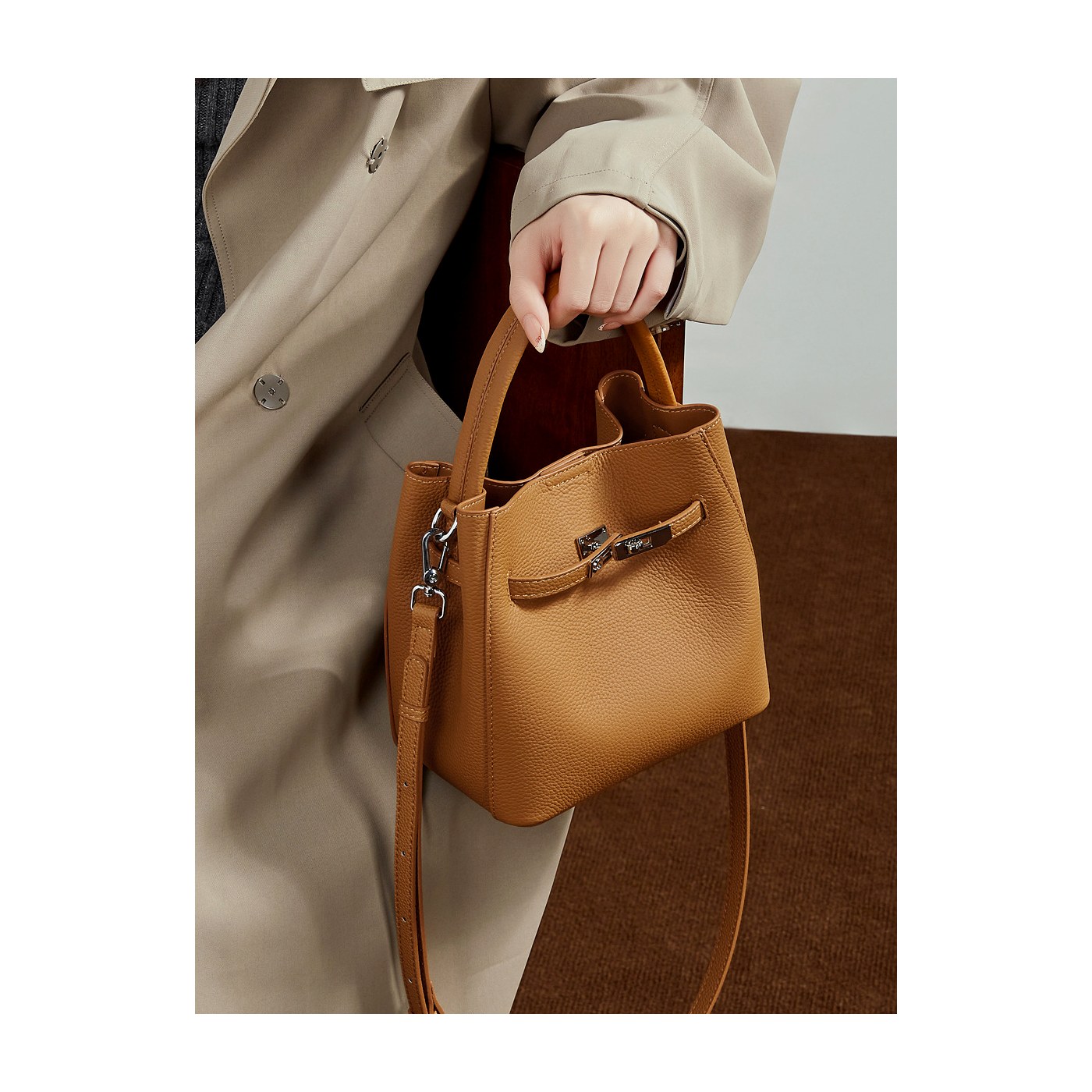 Product image 2 of Top Grain Leather Basket Bucket Bag for wholesale handbag buyers