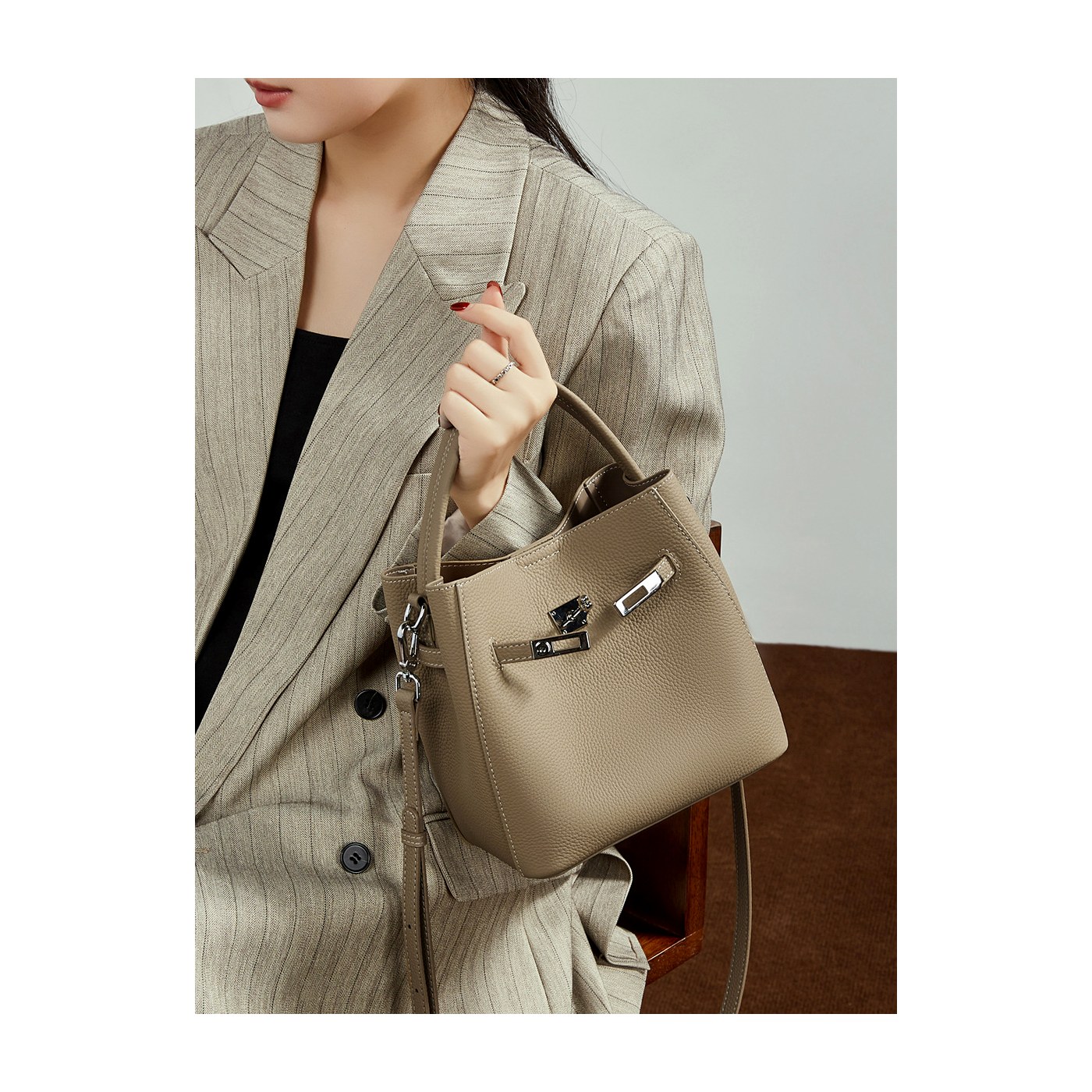 Product image 3 of Top Grain Leather Basket Bucket Bag for wholesale handbag buyers