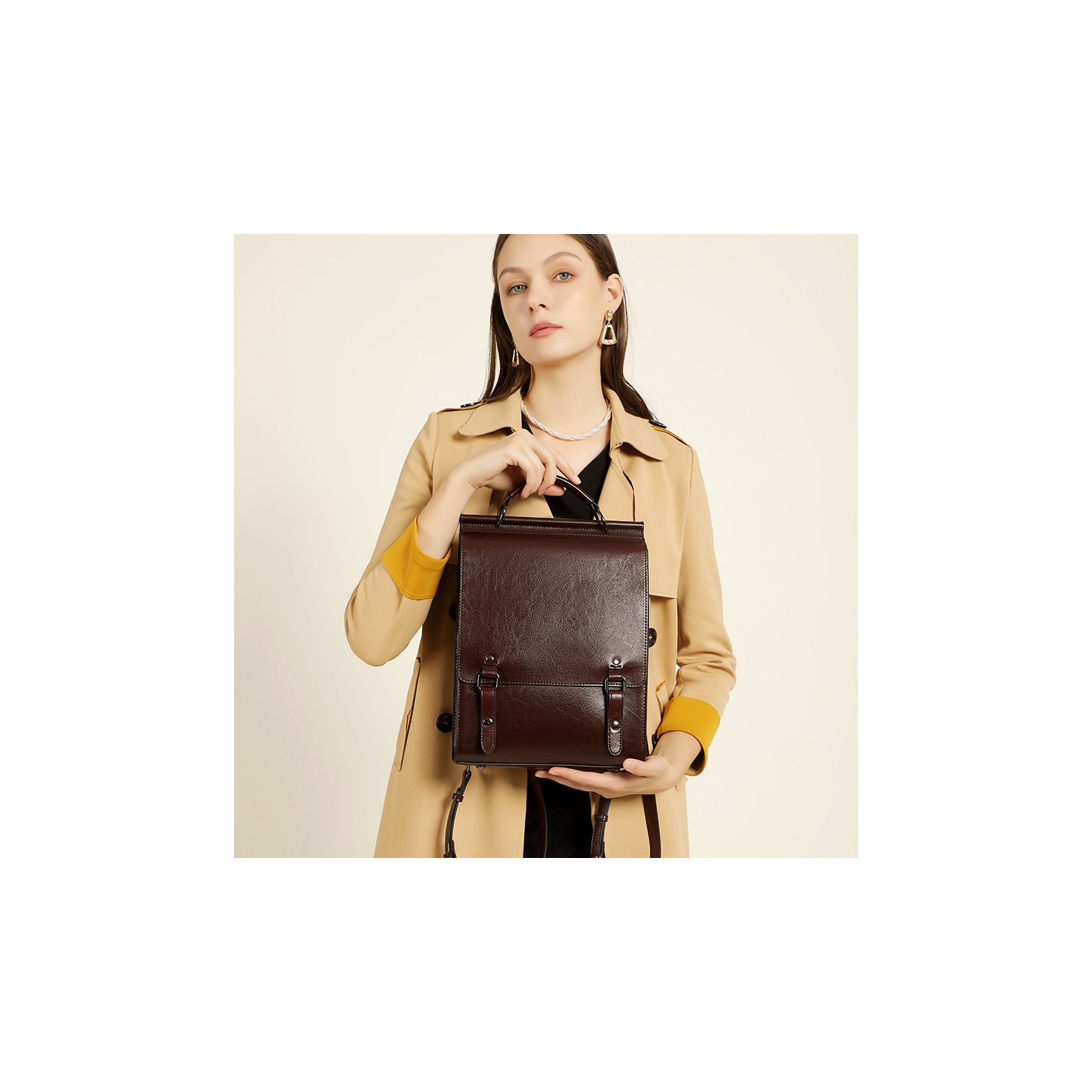 Product image 4 of Vintage Leather Convertible Backpack for wholesale handbag buyers