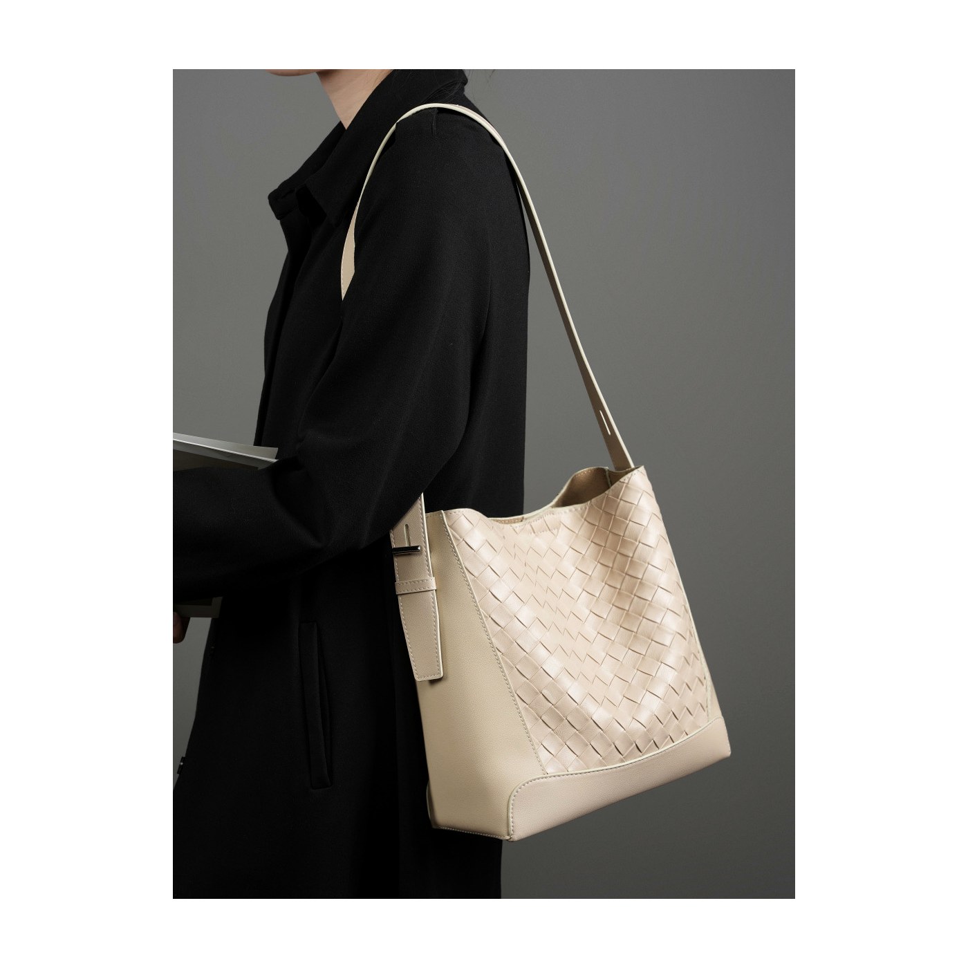 Product image 2 of Woven Leather Tote With Pouch for wholesale handbag buyers