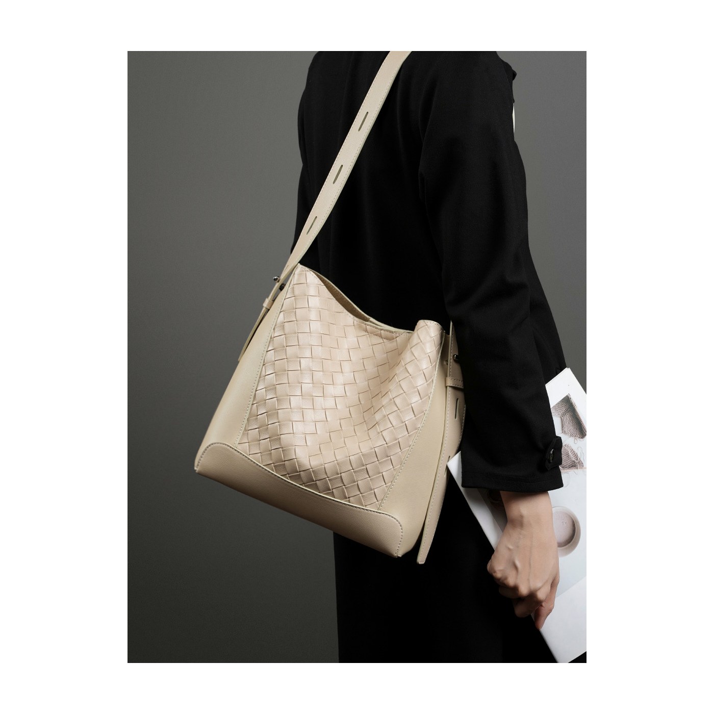 Product image 5 of Woven Leather Tote With Pouch for wholesale handbag buyers