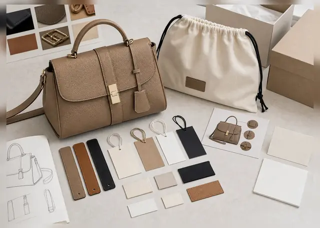 Brand owner reviewing handbag samples with a manufacturing partner